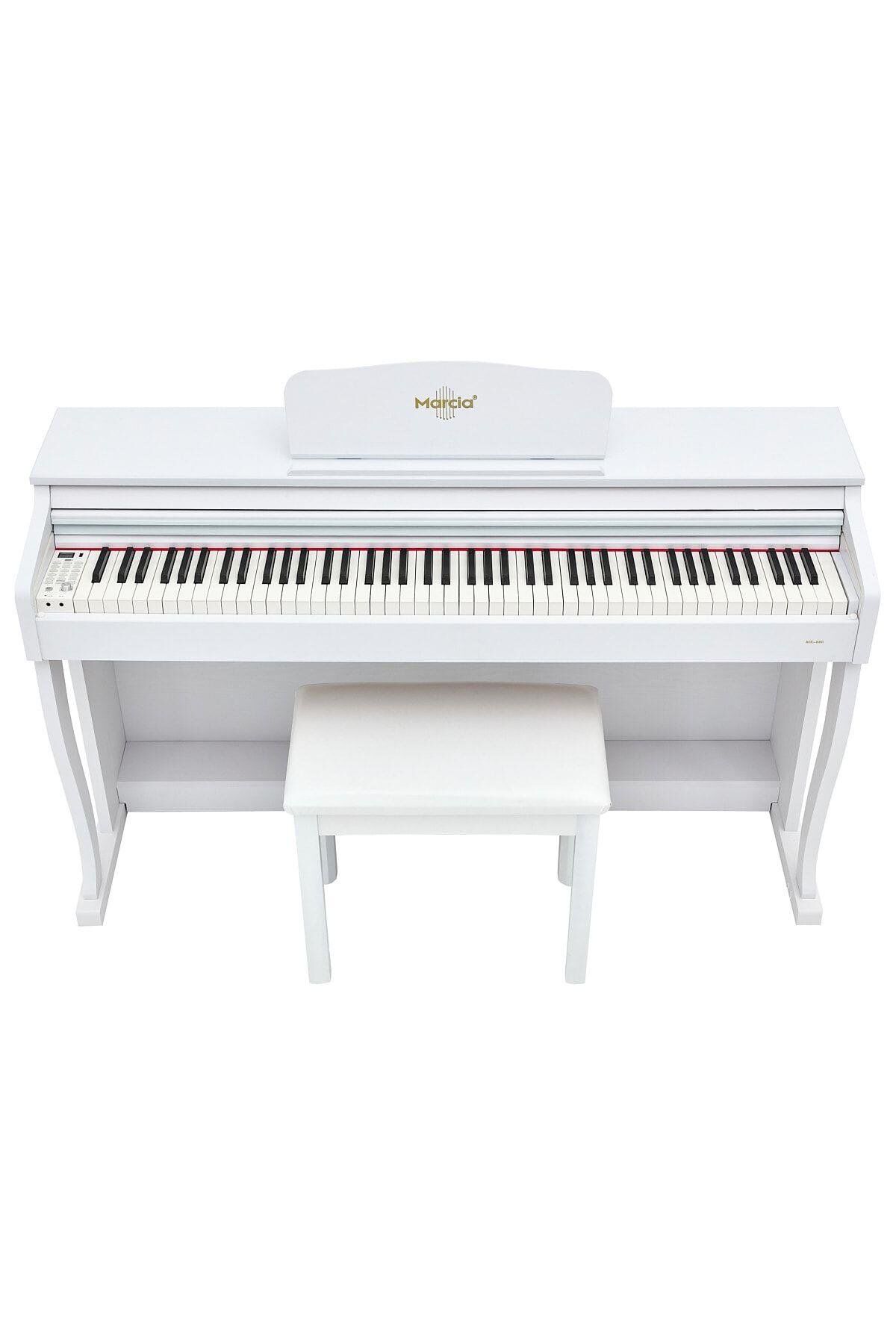 MARCİA MK-880 WH Dijital Konsol Piyano, Bluetooth, Tuş Hassasiyeti, 88 Tuşlu, Kapaklı
