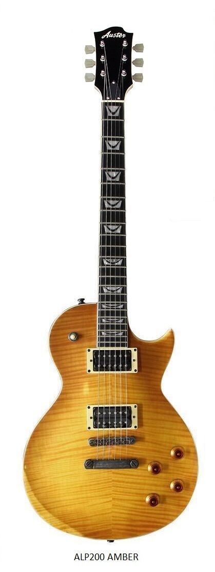 Auster Lespaul 4 Ton ALP200 Amber Siyah Hareli Elektro gitar Les Paul -- Sarı YW -- HH