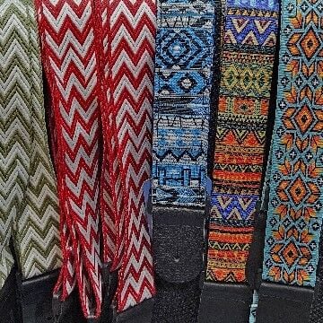 Capella desenli dokuma gitar askısı profesyonel deri başlık CM100