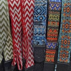 Capella desenli dokuma gitar askısı profesyonel deri başlık CM100